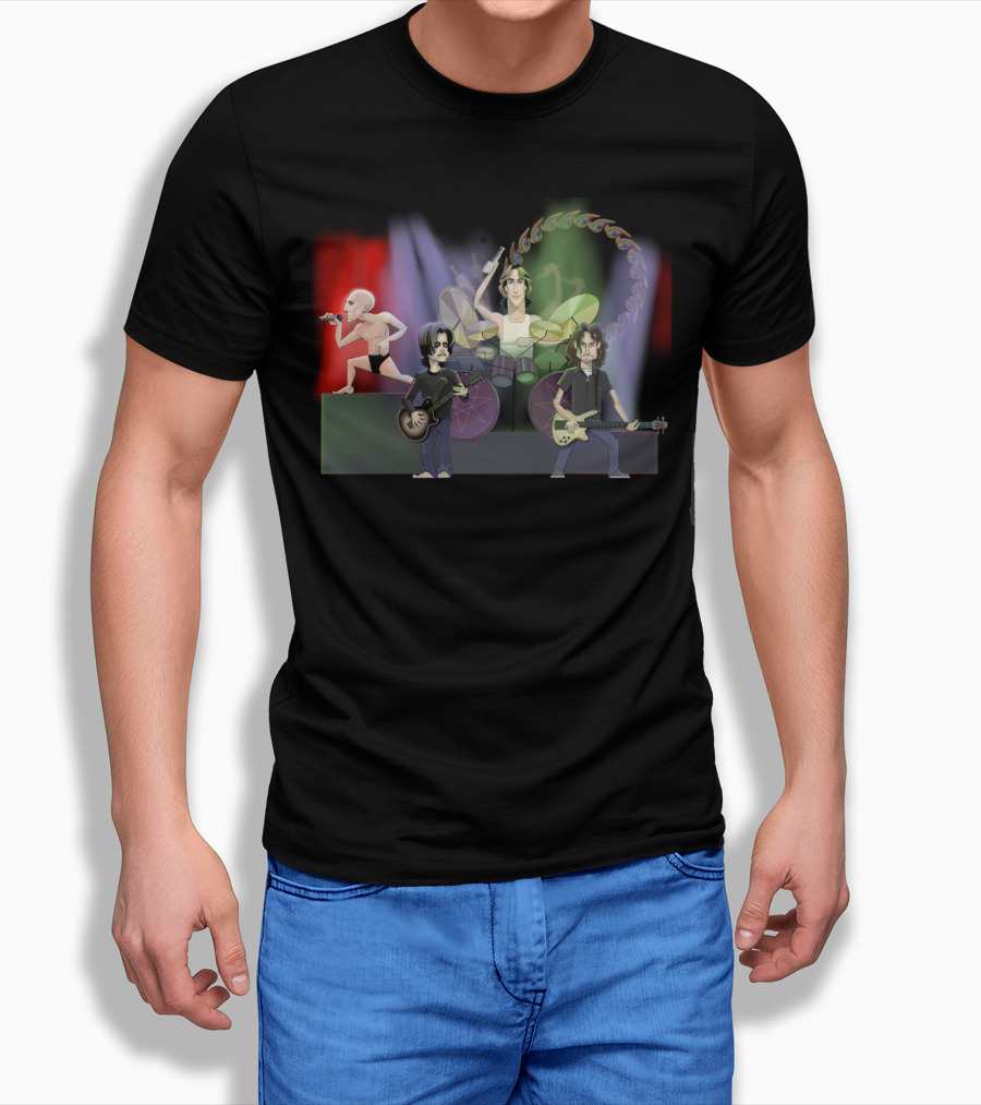 Tool Band Caricature Concert Scene With Animated Rock Musicians T-Shirt