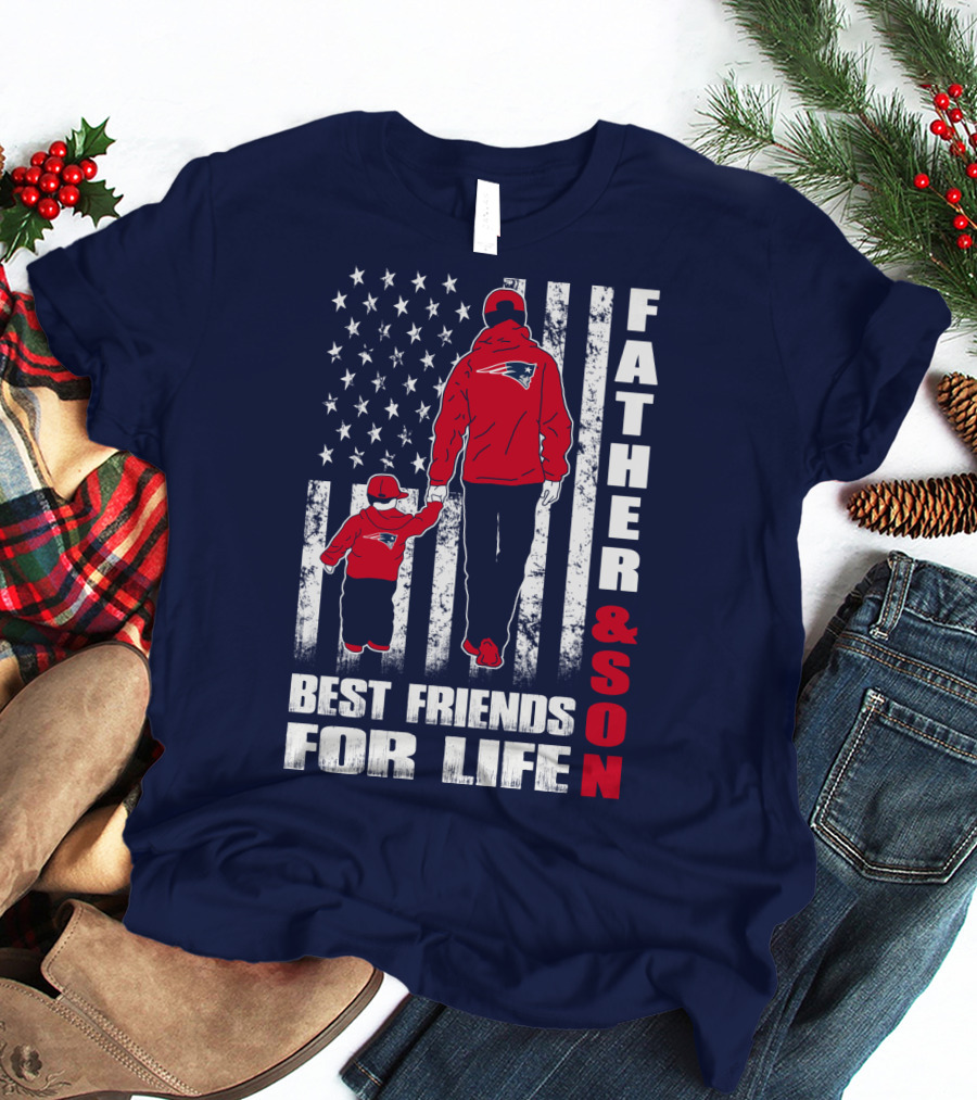 Father And Son Best Friends For Life Patriots American Flag T-Shirt