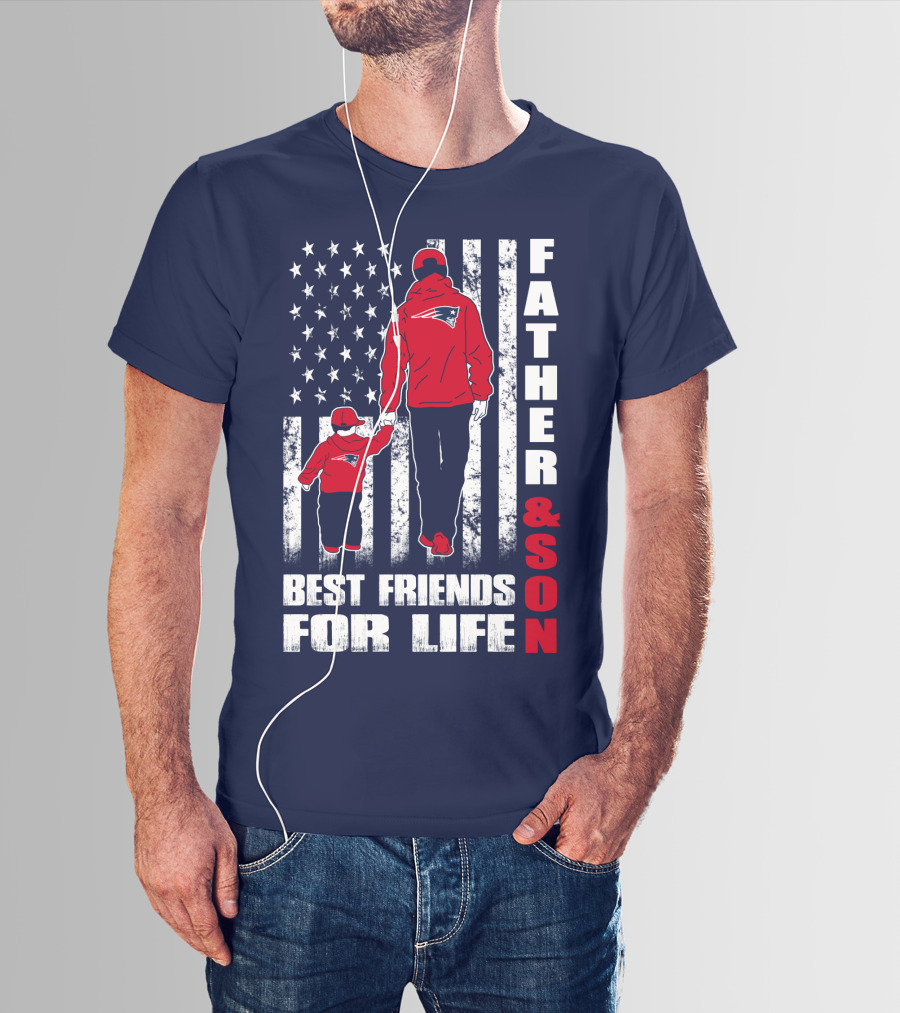 Father And Son Best Friends For Life Patriots American Flag T-Shirt