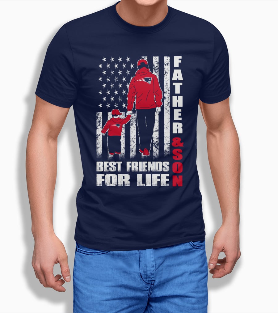 Father And Son Best Friends For Life Patriots American Flag T-Shirt