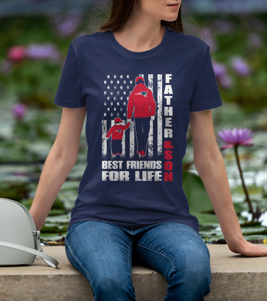 Father And Son Best Friends For Life Patriots American Flag T-Shirt