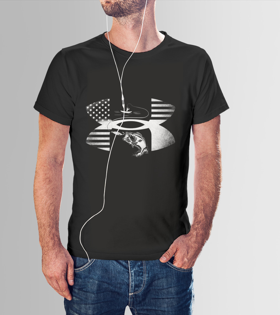 Bass Fishing American Flag Under Armour T-Shirt