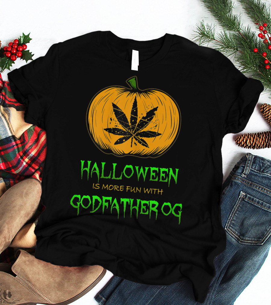 Halloween Is More Fun With Godfather OG Weed Pumpkin T-Shirt