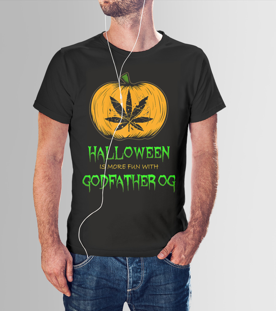Halloween Is More Fun With Godfather OG Weed Pumpkin T-Shirt