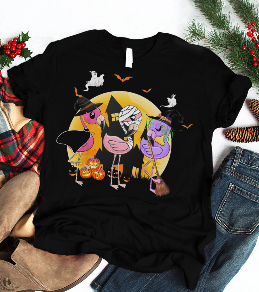 Funny Halloween Party Flamingo Lover Pumpkin Best T-Shirt