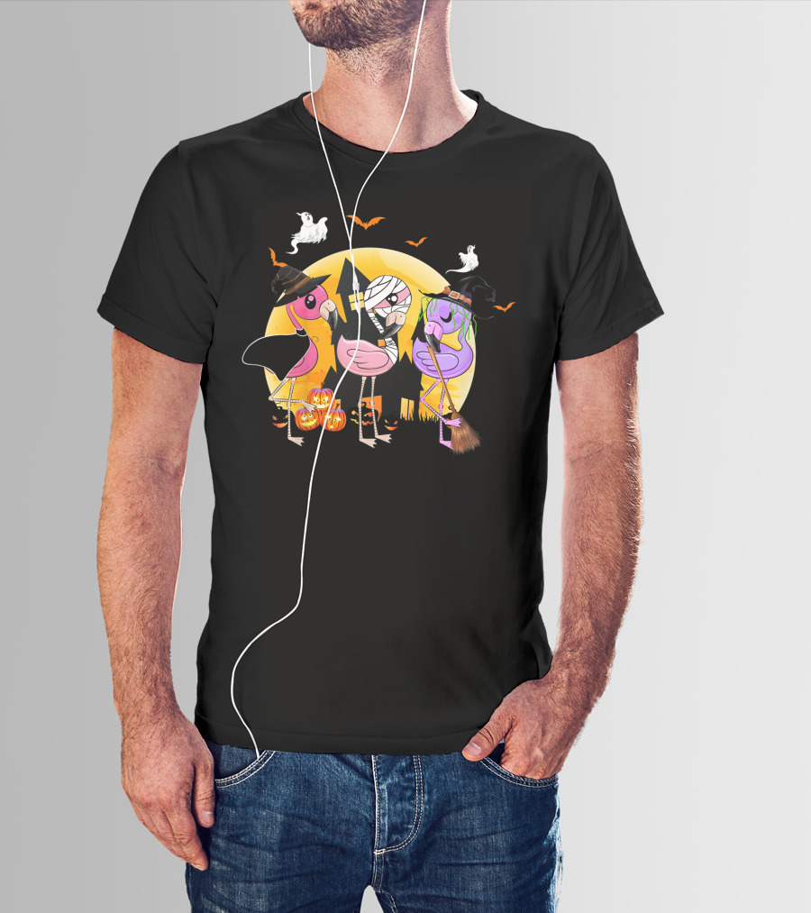 Funny Halloween Party Flamingo Lover Pumpkin Best T-Shirt