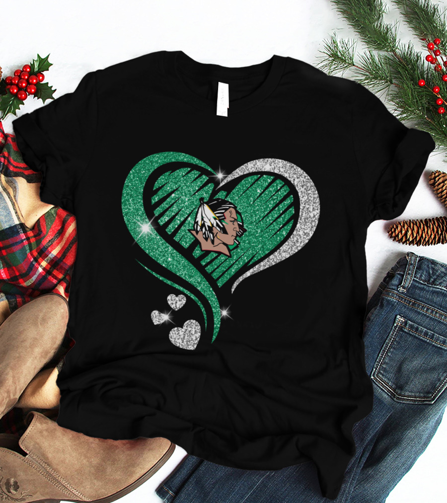UND Heart Glitter Feather T-Shirt