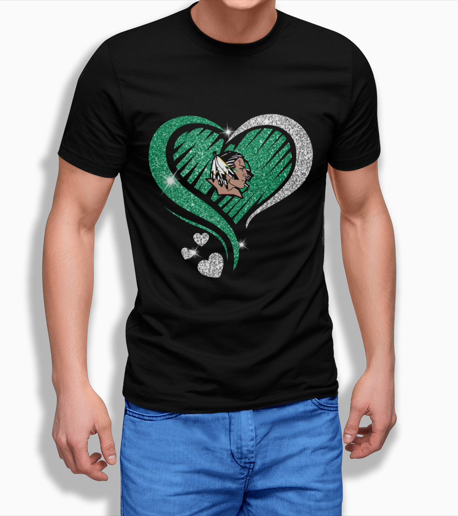 UND Heart Glitter Feather T-Shirt