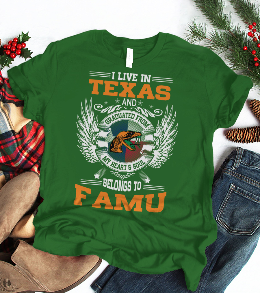 I Live In Texas And Graduated From My Heart And Soul Belongs To FAMU T-Shirt