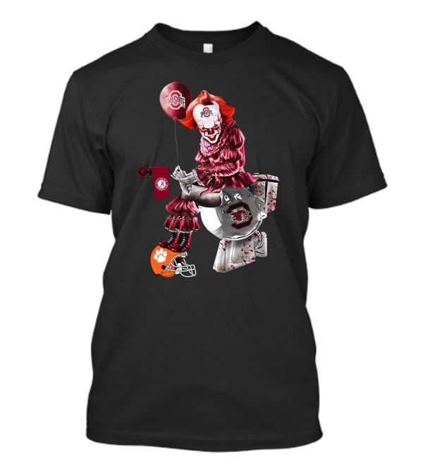 Ohio State Pennywise Holding Alabama And Clemson Helmets T-Shirt