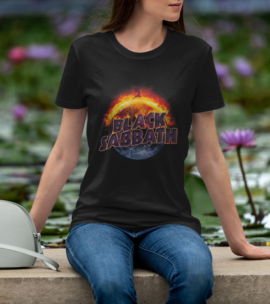 Black Sabbath Fire Planet Rock Band T-Shirt