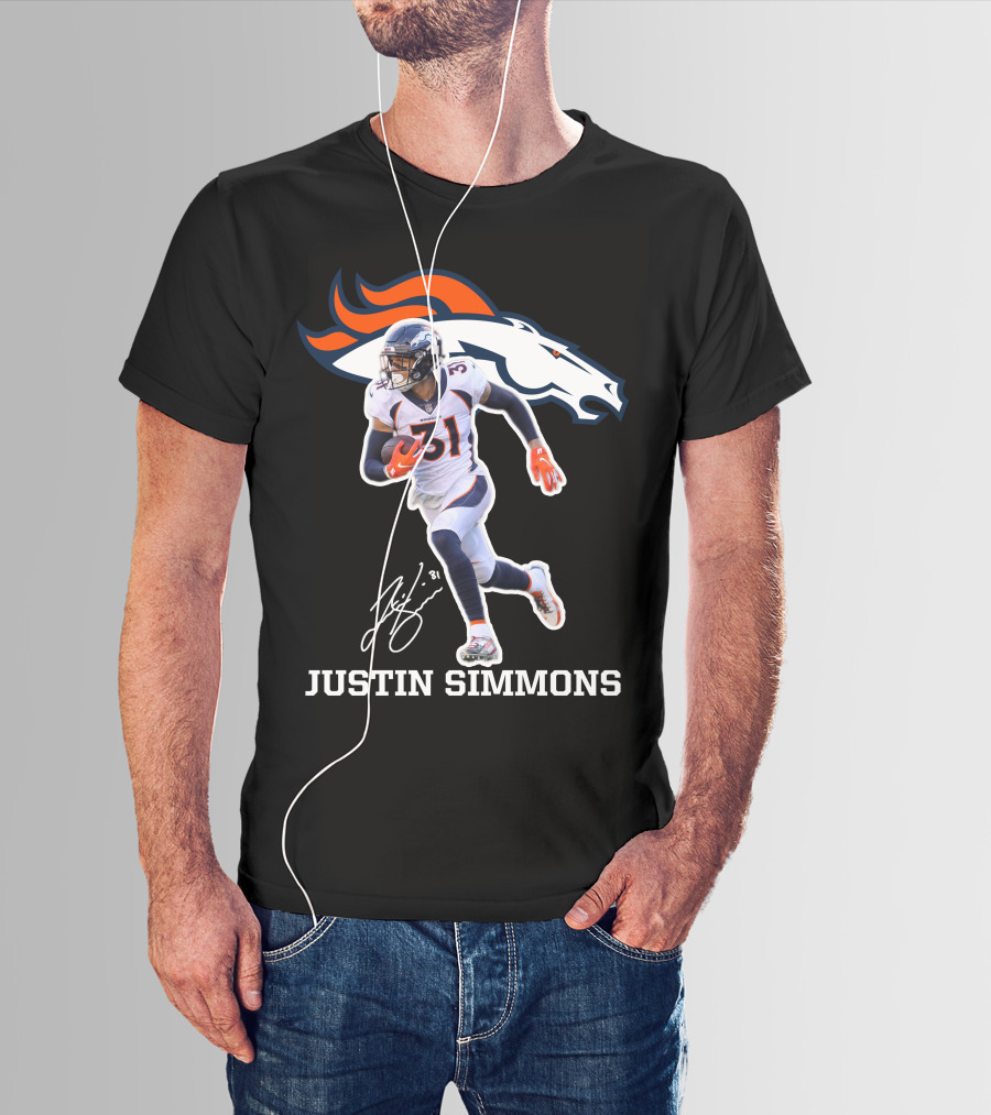 Justin Simmons Denver Broncos Football Player 31 Signature T-Shirt