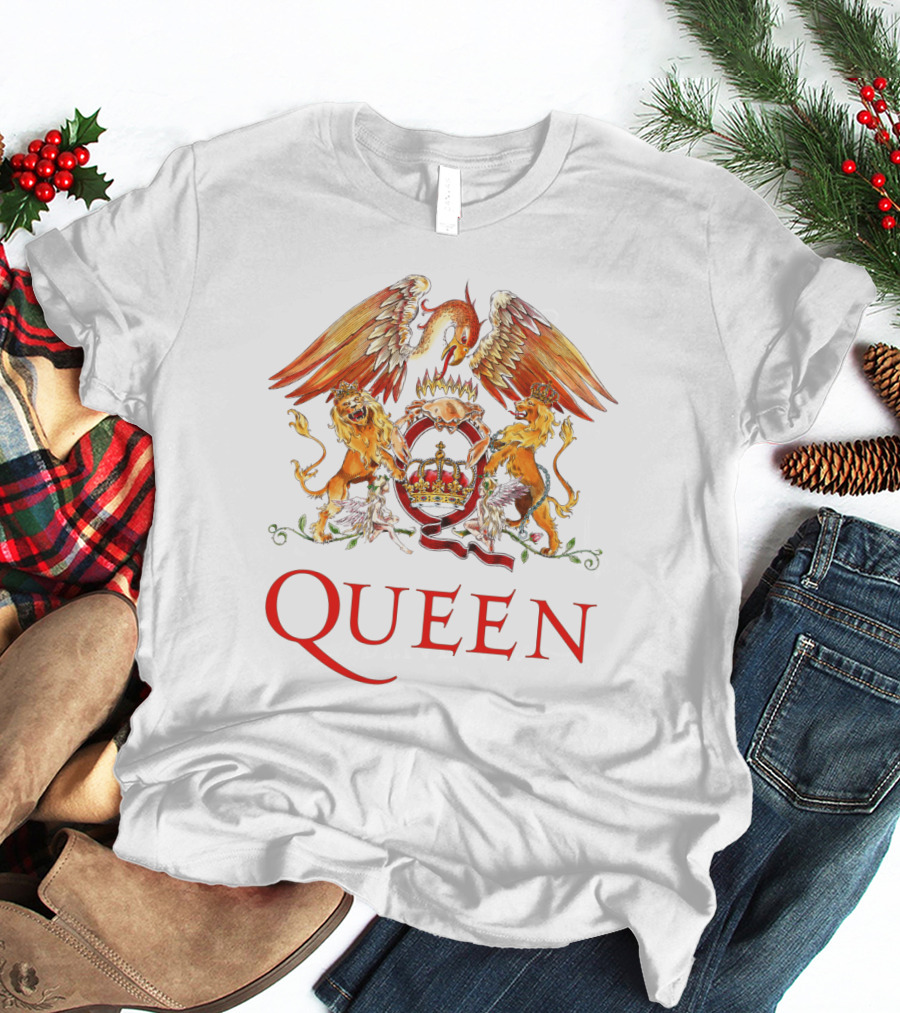 Queen Band Crest Logo With Lions And Phoenix T-Shirt