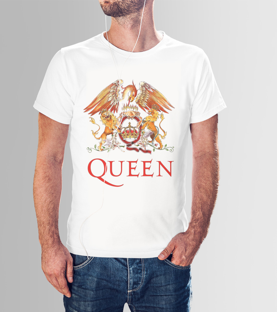 Queen Band Crest Logo With Lions And Phoenix T-Shirt