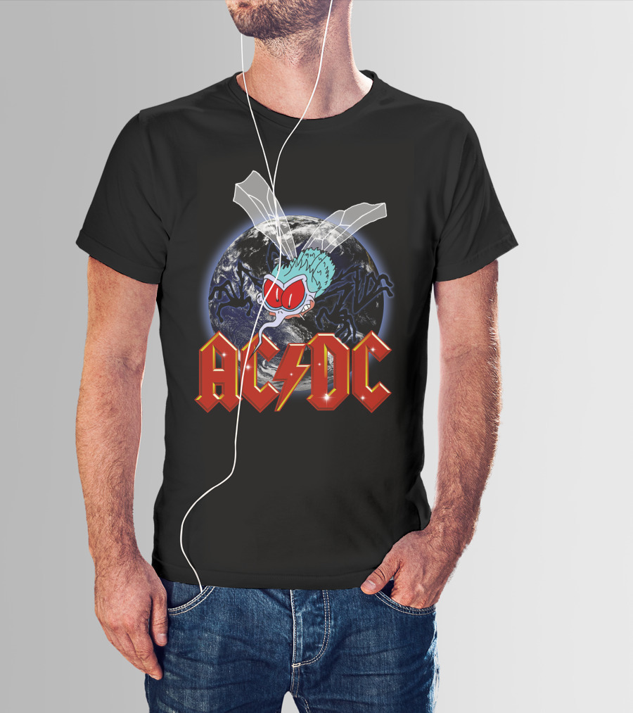 Acdc Space Fly Earth Lightning Bolt T-Shirt