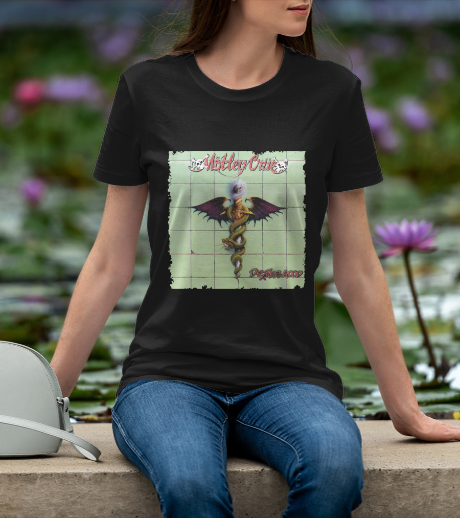 Mötley Crüe Dr. Feelgood Winged Caduceus Snake T-Shirt