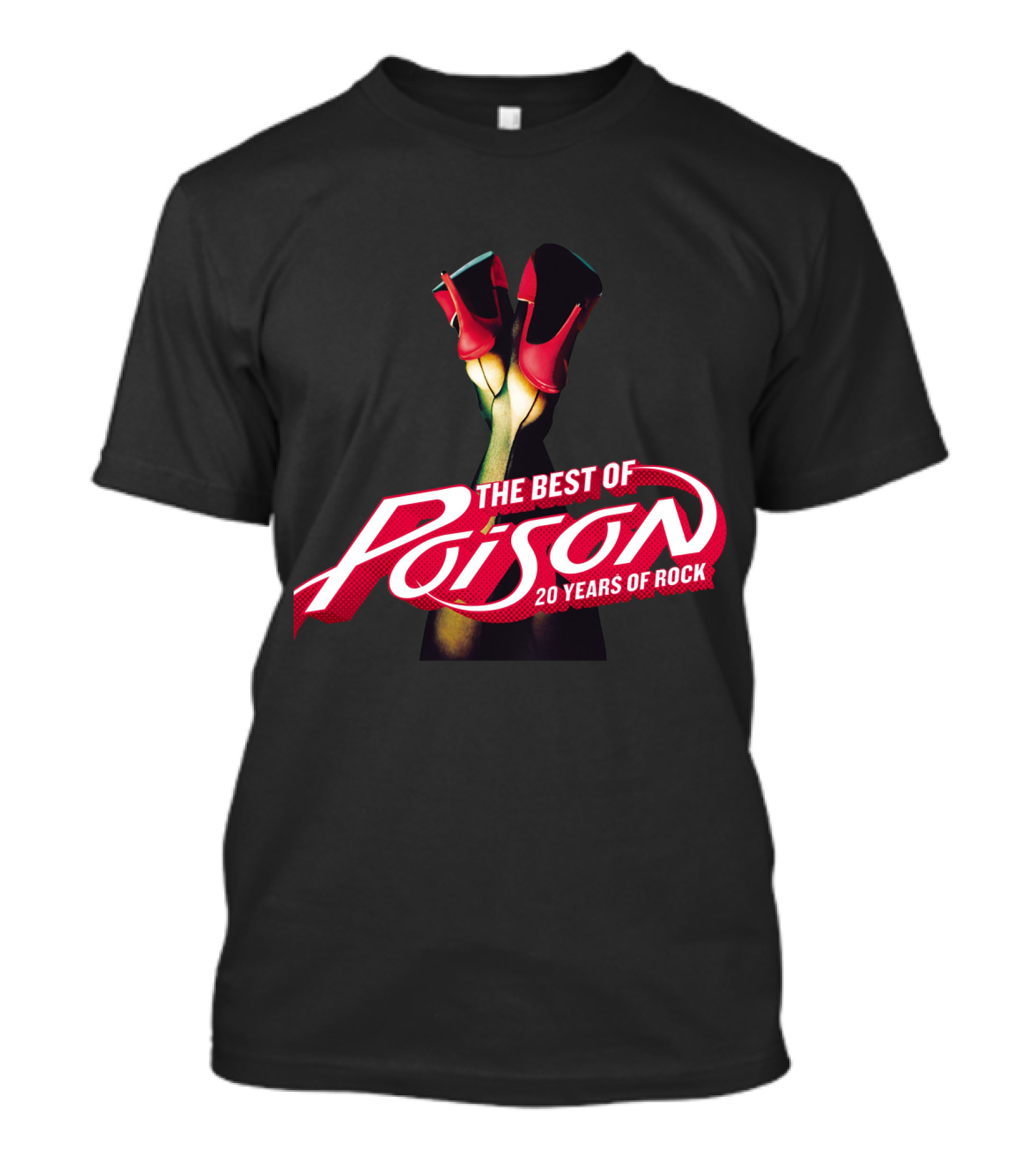 The Best Of Poison 20 Years Of Rock Red Heels On Black T-Shirt