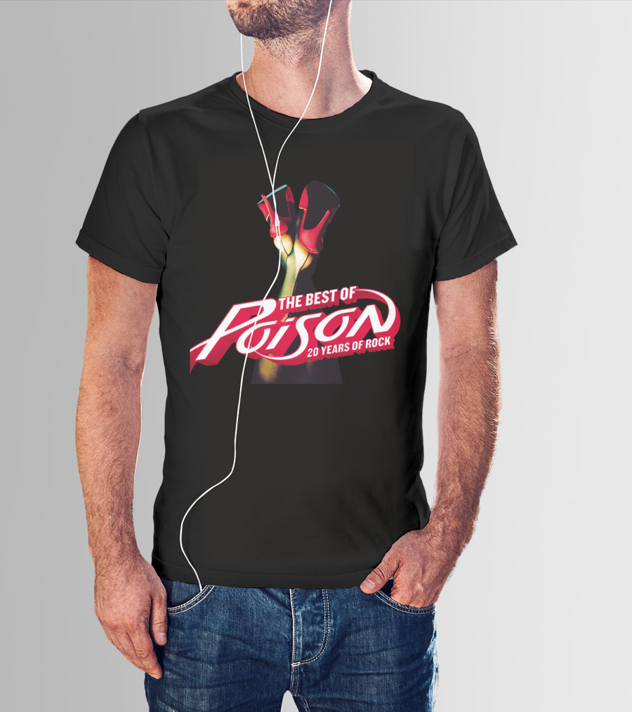 The Best Of Poison 20 Years Of Rock Red Heels On Black T-Shirt