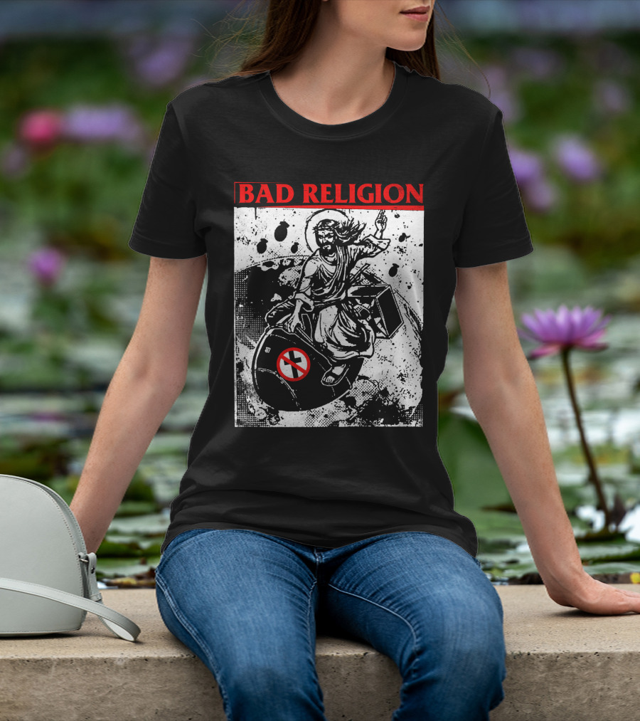 Bad Religion Jesus Riding Bomb Artwork T-Shirt