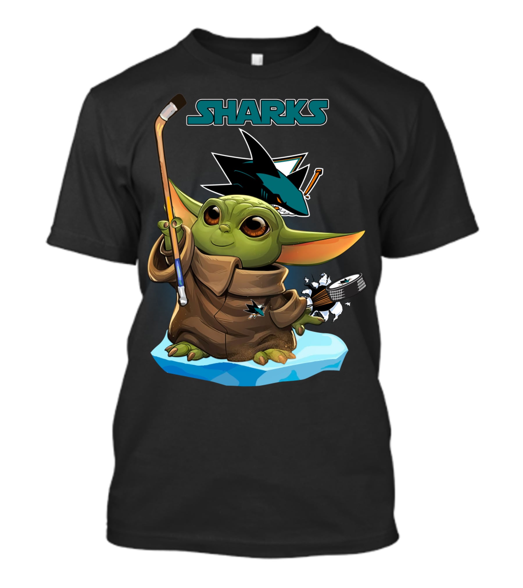 San Jose Sharks Baby Yoda Hockey Puck T-Shirt