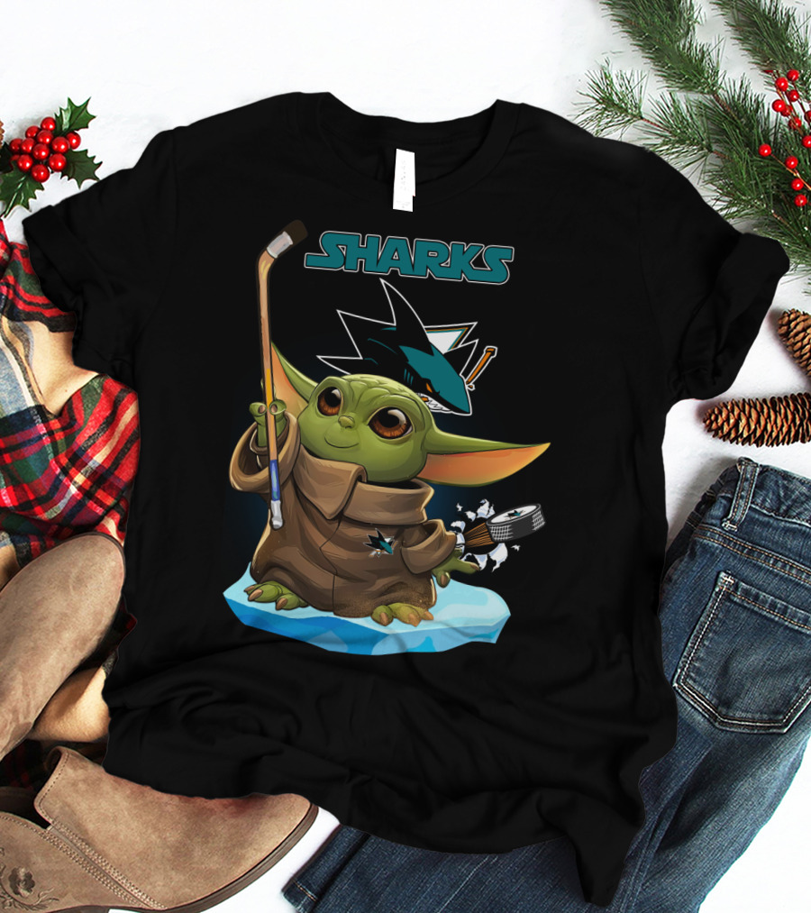 San Jose Sharks Baby Yoda Hockey Puck T-Shirt