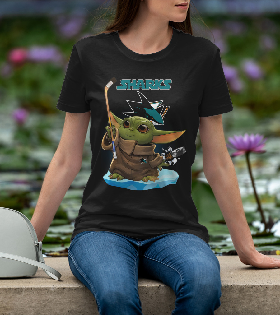 San Jose Sharks Baby Yoda Hockey Puck T-Shirt