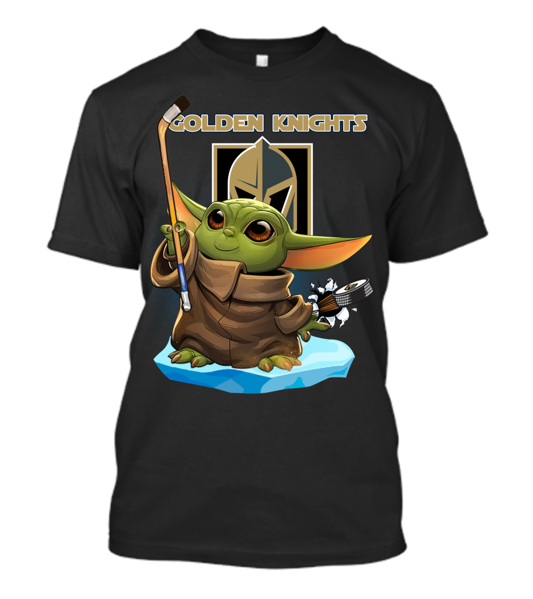 Baby Yoda Golden Knights Hockey T-Shirt