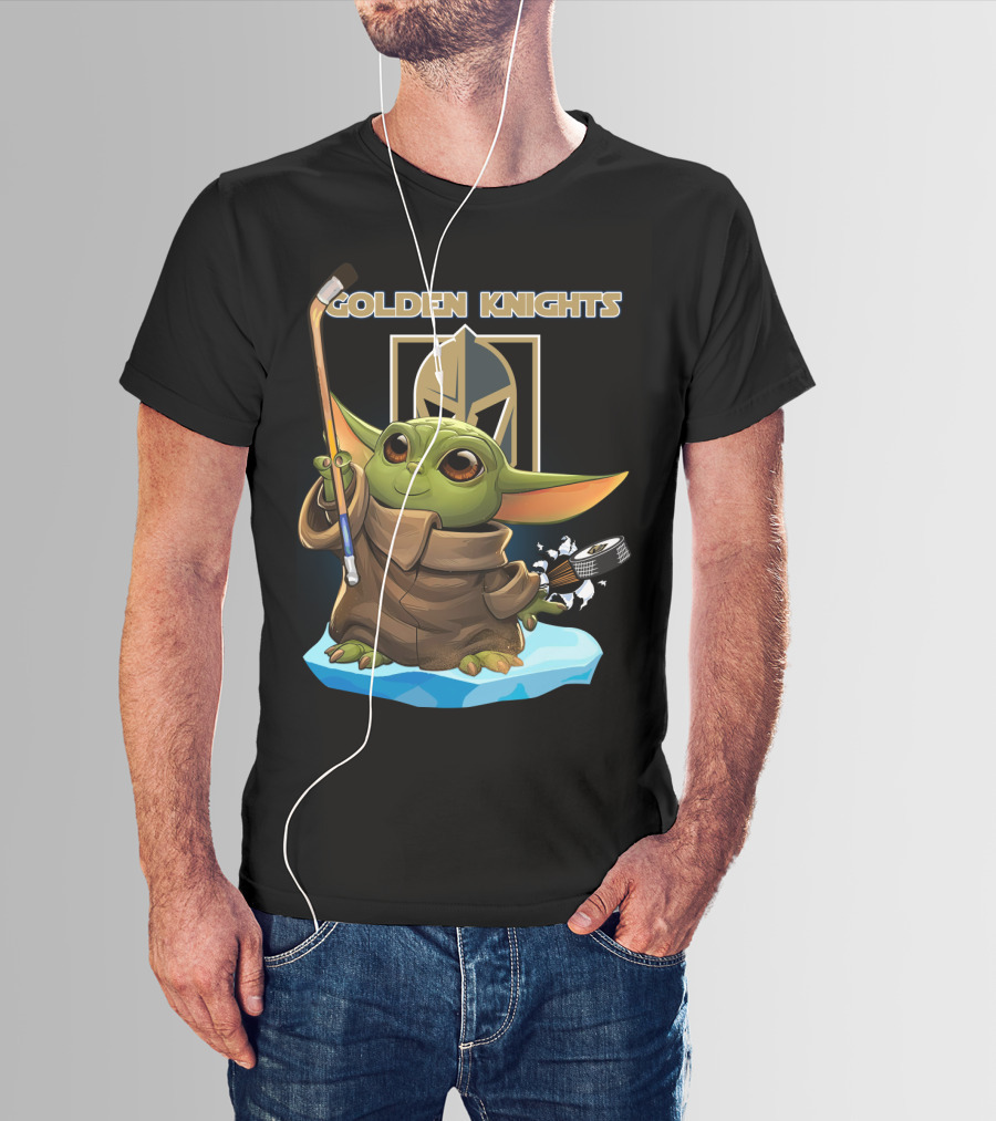 Baby Yoda Golden Knights Hockey T-Shirt