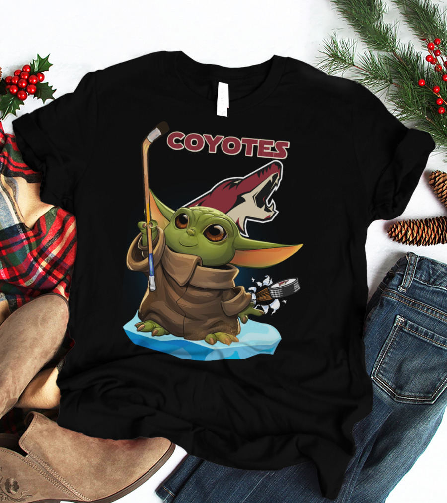 Baby Yoda Coyotes Hockey Fan Art Arizona Team T-Shirt