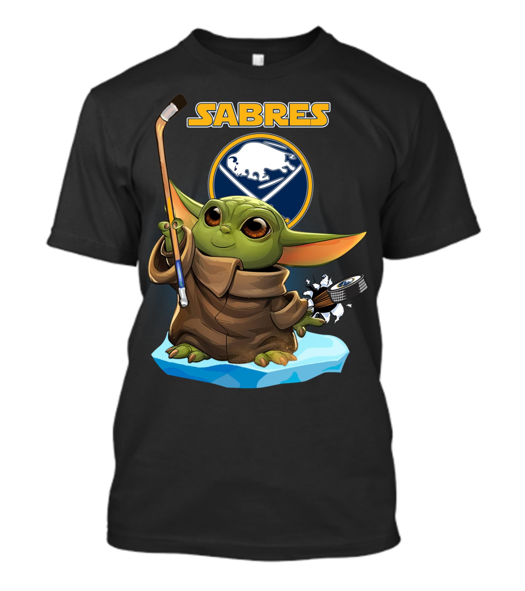 Baby Yoda Sabres Hockey Enthusiast With Buffalo T-Shirt