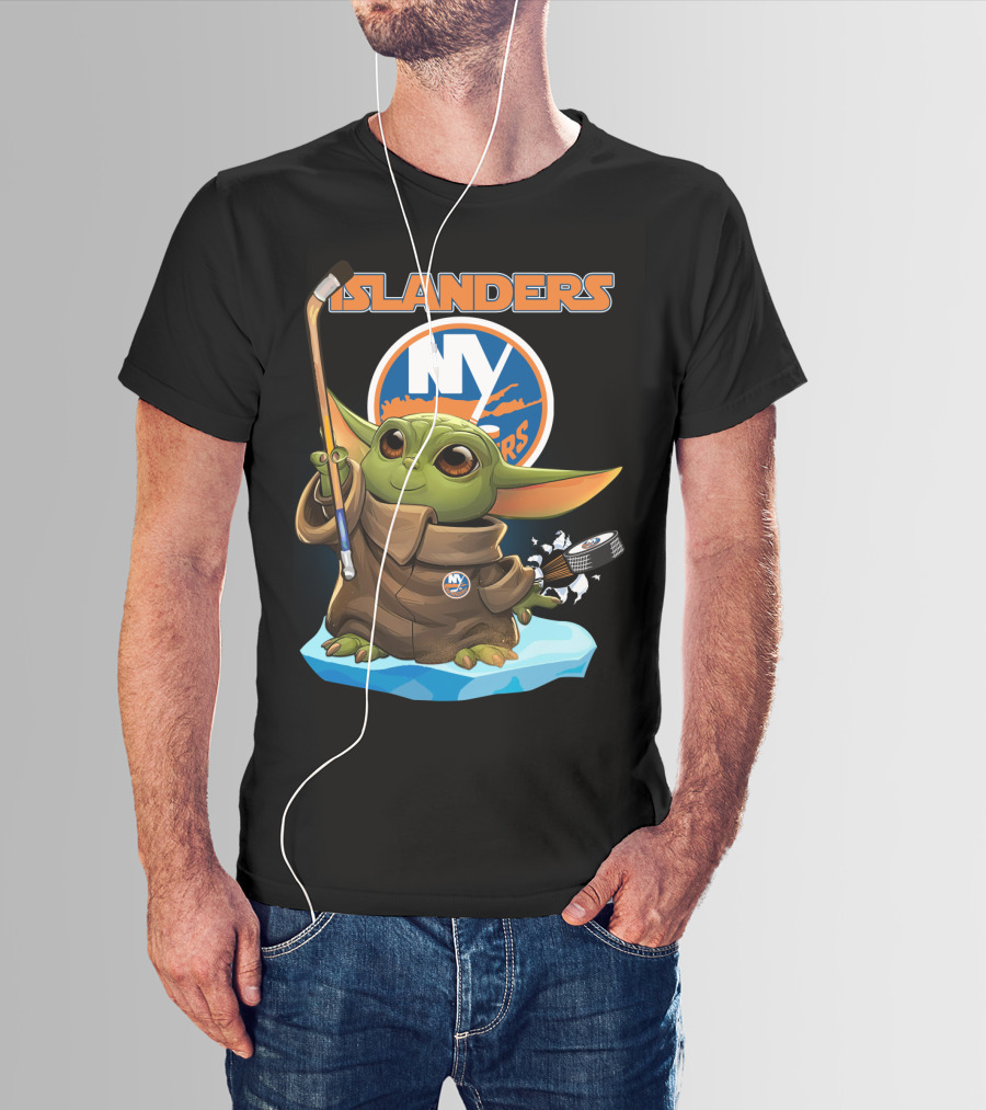 New York Islanders Baby Yoda NY NHL Hockey Puck T-Shirt