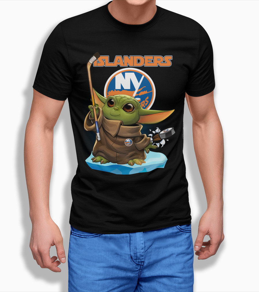 New York Islanders Baby Yoda NY NHL Hockey Puck T-Shirt