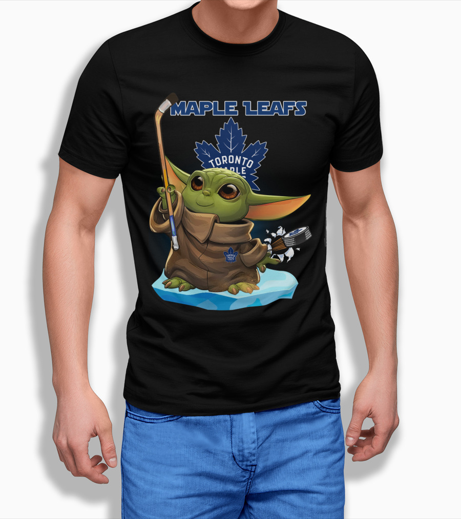 Toronto Maple Leafs Baby Yoda Hockey NHL Star Wars Crossover T-Shirt