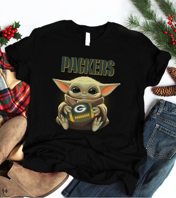 Packers Football Baby Yoda Star Wars Crossover Featuring Green Bay Packers T-Shirt