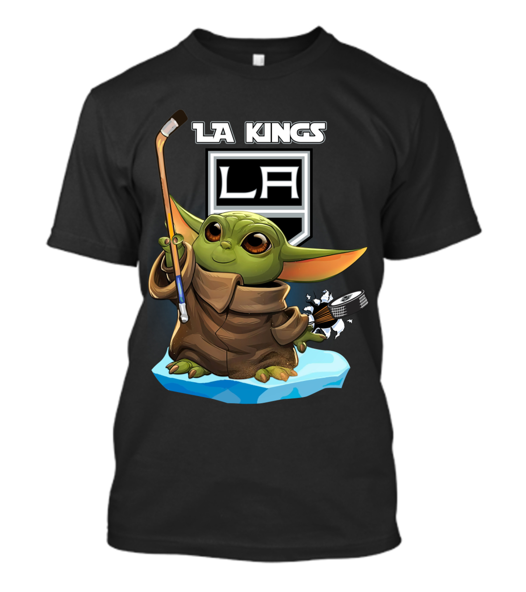 Baby Yoda LA Kings Hockey Team Iconic Crossover T-Shirt