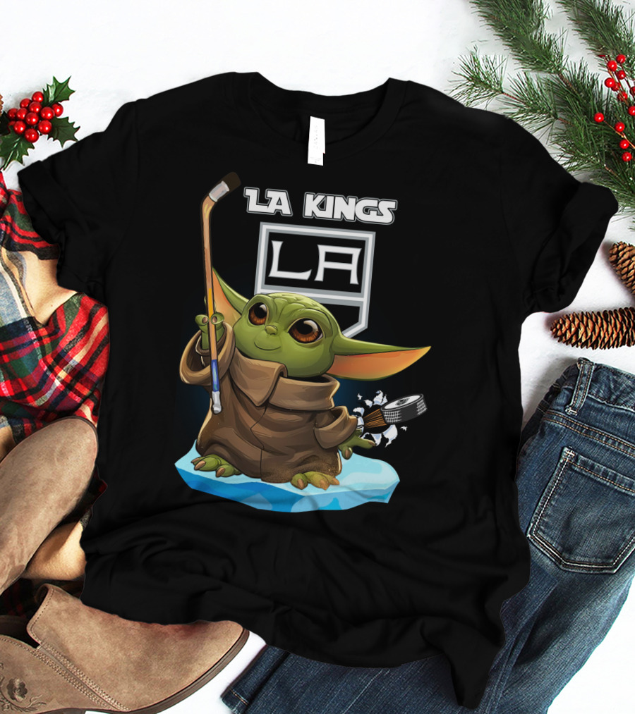 Baby Yoda LA Kings Hockey Team Iconic Crossover T-Shirt