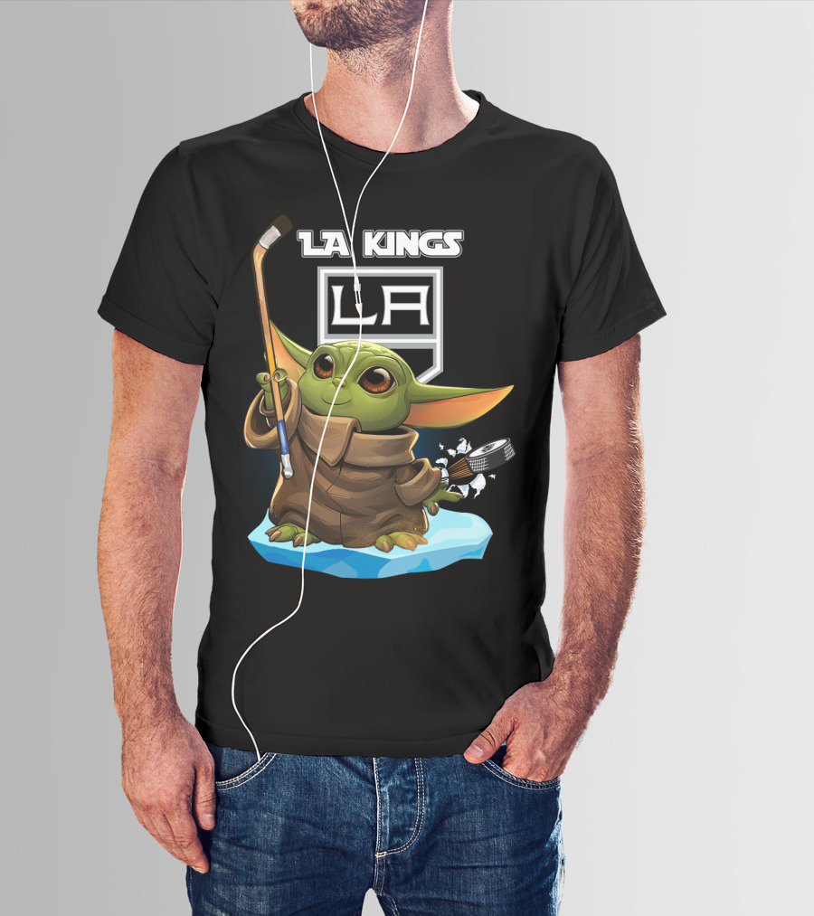 Baby Yoda LA Kings Hockey Team Iconic Crossover T-Shirt