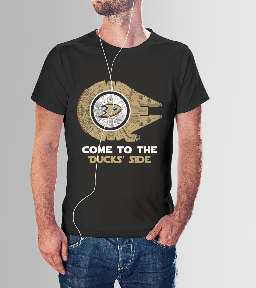 Anaheim Ducks Come To The Ducks' Side Millennium Falcon T-Shirt