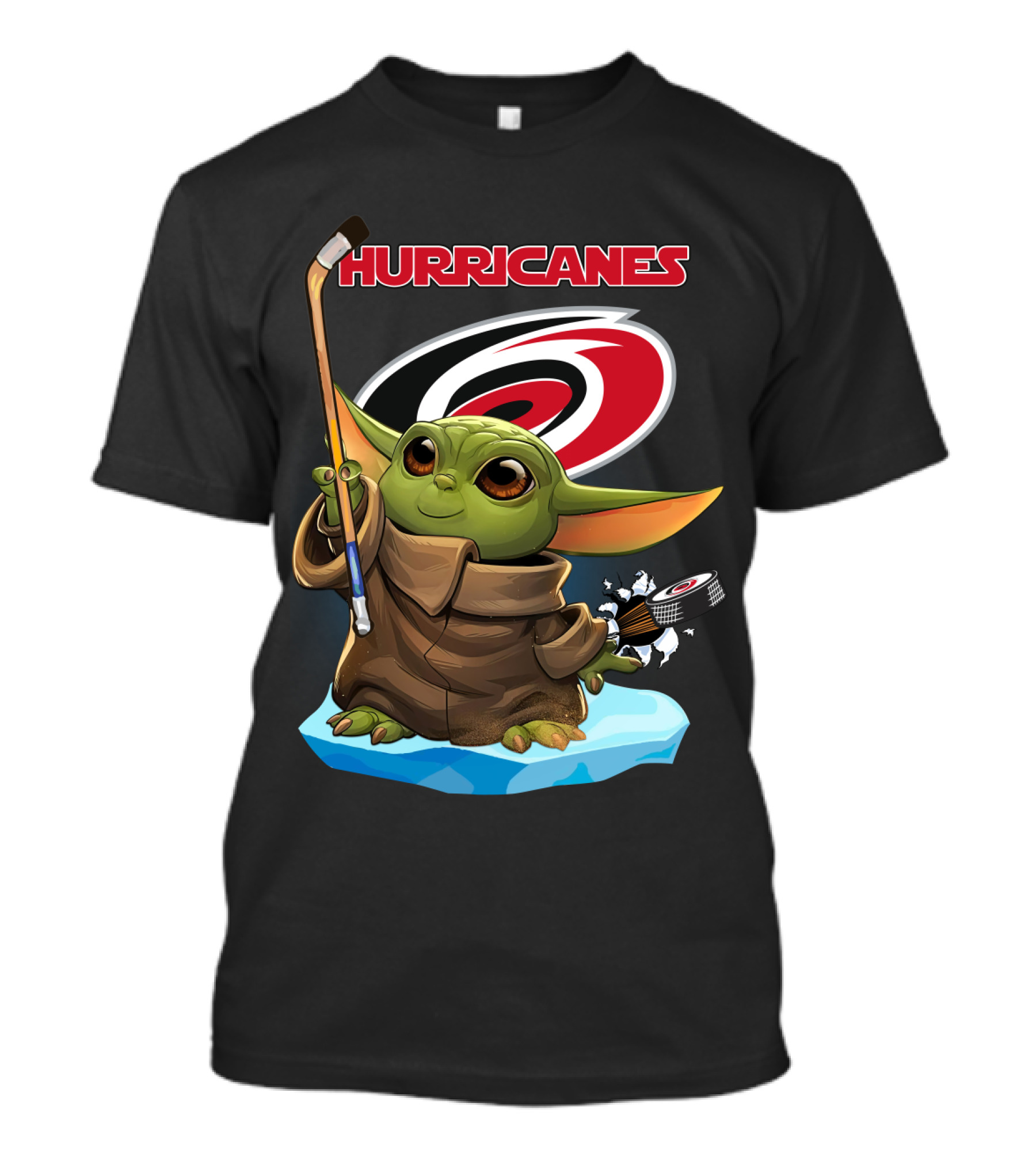 Hurricanes Baby Yoda With Hockey Stick And Puck Carolina Hurricanes T-Shirt