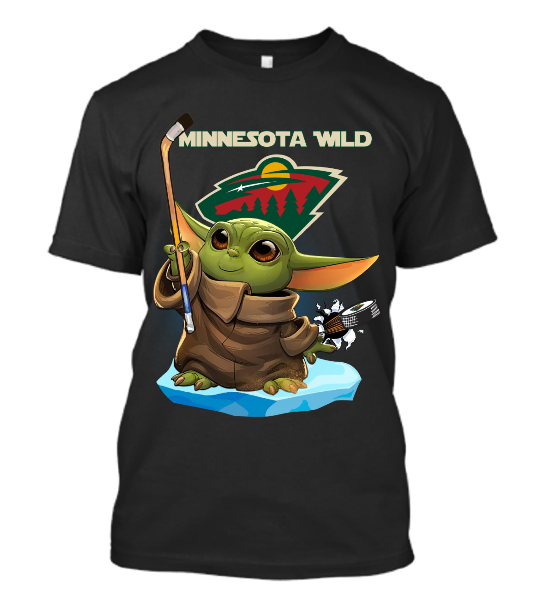 Minnesota Wild Baby Yoda Hockey Star Wars Nhl Crossover T-Shirt