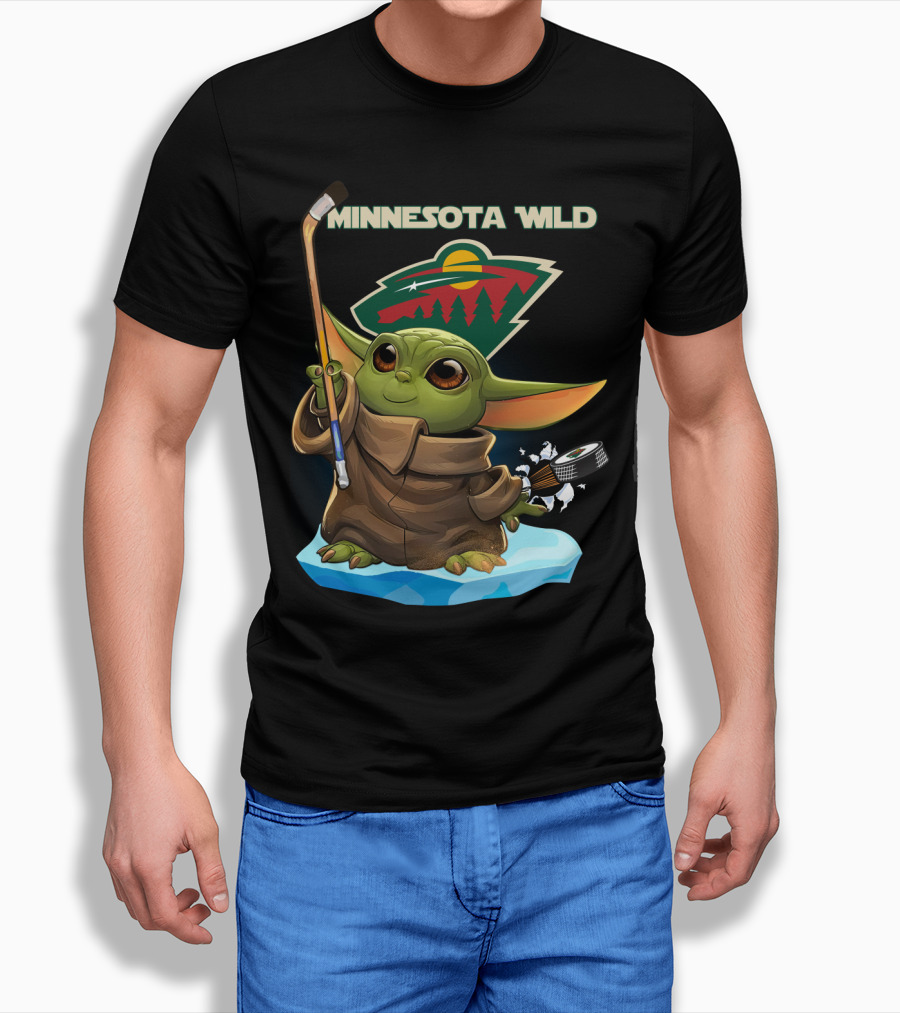 Minnesota Wild Baby Yoda Hockey Star Wars Nhl Crossover T-Shirt