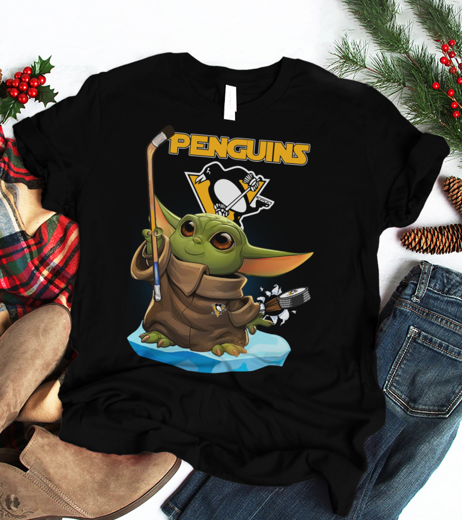 Baby Yoda Penguins Pittsburgh Hockey T-Shirt