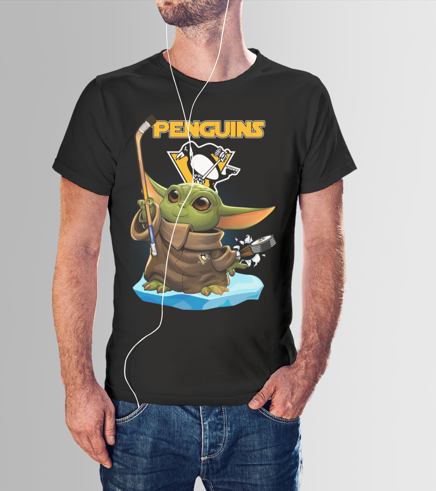 Baby Yoda Penguins Pittsburgh Hockey T-Shirt