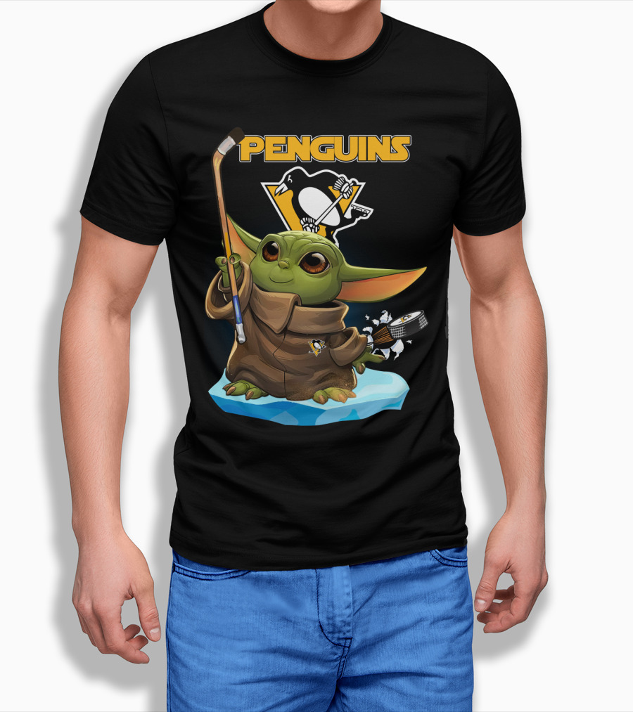 Baby Yoda Penguins Pittsburgh Hockey T-Shirt