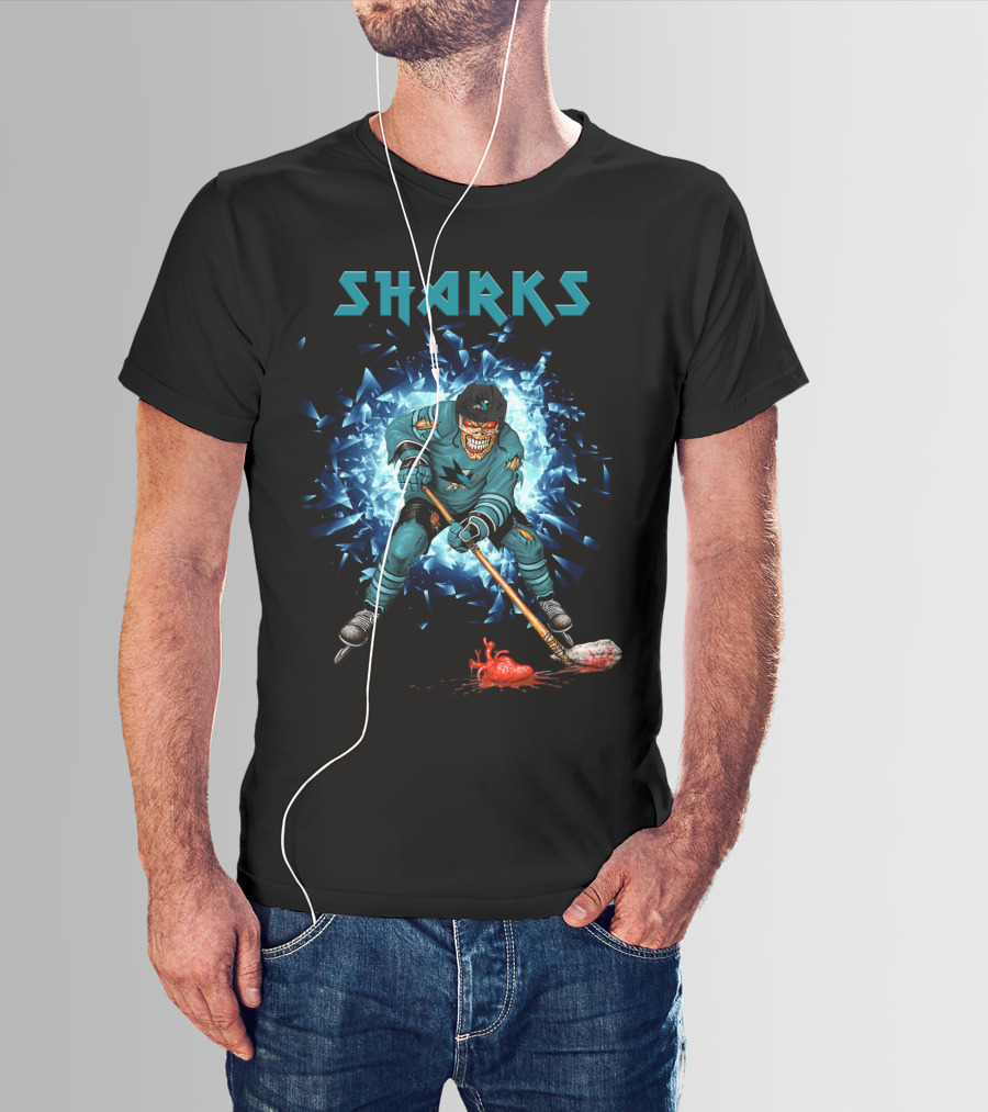 San Jose Sharks Hockey Player With Fiery Impact T-Shirt
