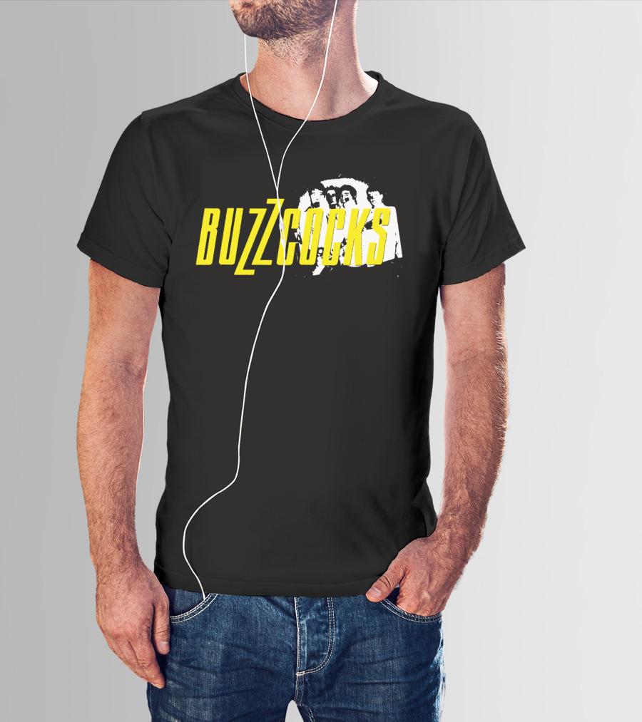 BUZZCOCKS Yellow Logo With Band Photo T-Shirt
