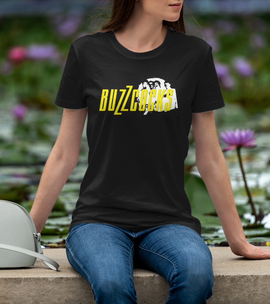 BUZZCOCKS Yellow Logo With Band Photo T-Shirt