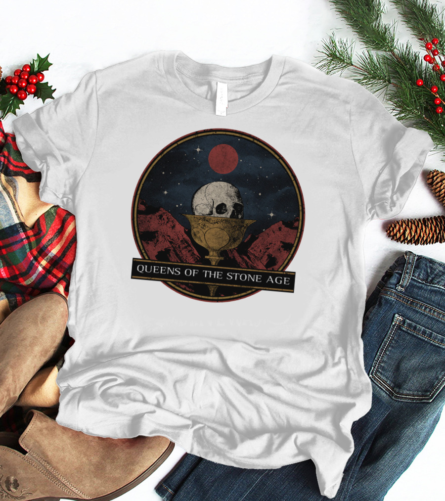 Queens Of The Stone Age Skull Goblet Moon Desert T-Shirt