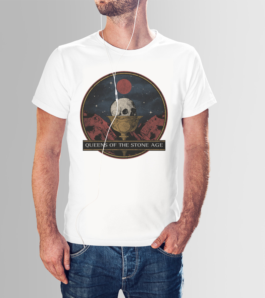 Queens Of The Stone Age Skull Goblet Moon Desert T-Shirt