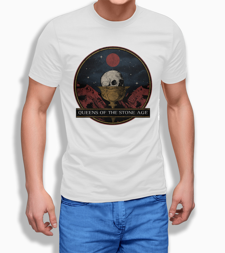 Queens Of The Stone Age Skull Goblet Moon Desert T-Shirt